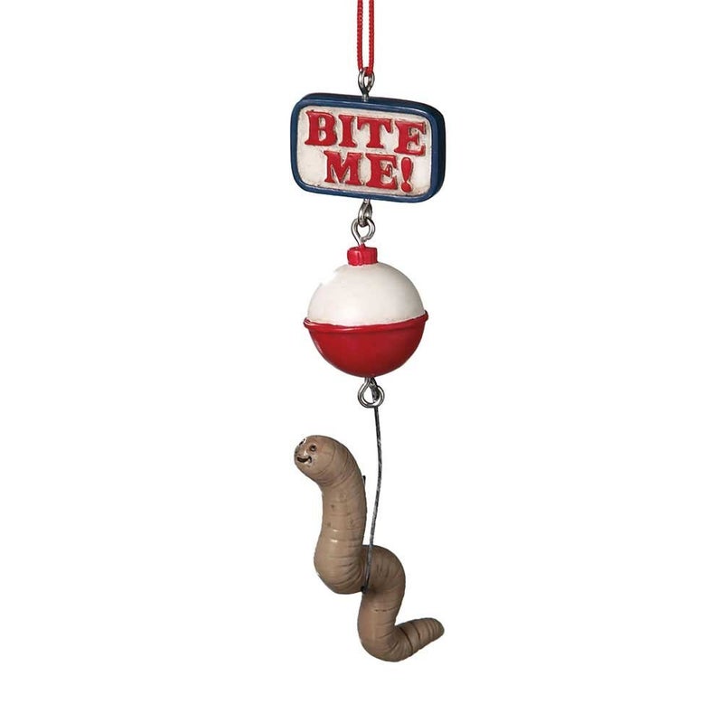 Bite Me Worm Bait Fishing Christmas Ornament